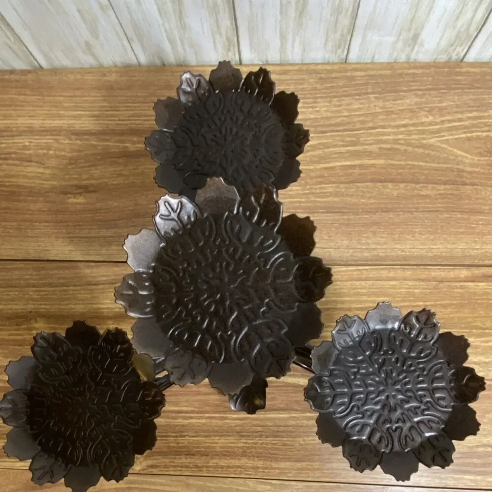 Vintage PartyLite P7528 Leaf Viking Metal Multi-Tier Candle Holder Centerpiece